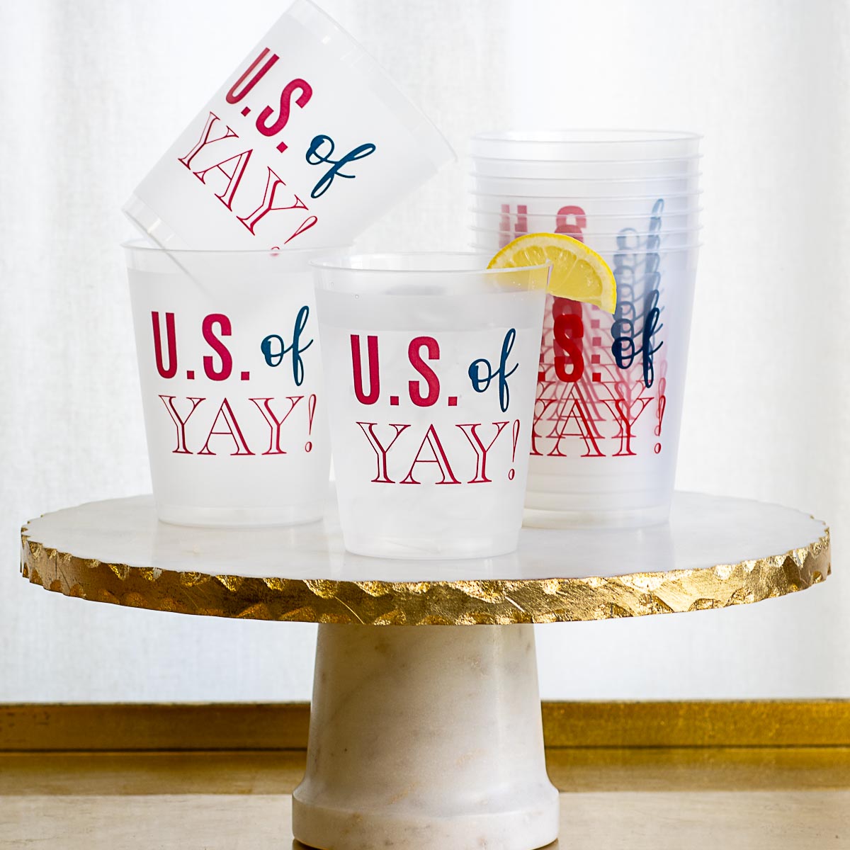 US of YAY party cups