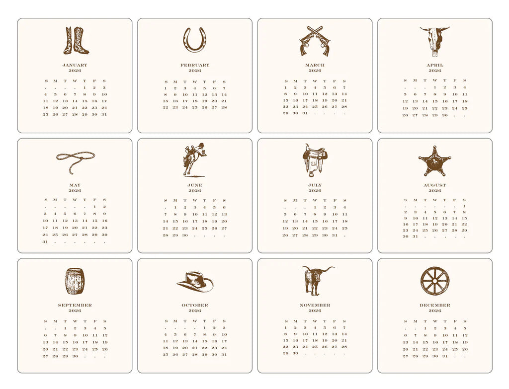 2026 Cowboy Calendar with Easel