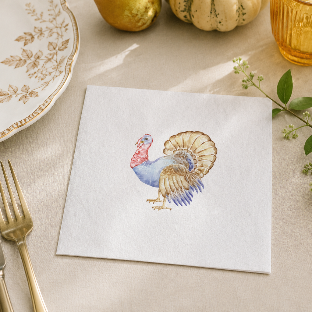 Distinguished Turkey- Dinner napkin set of 20