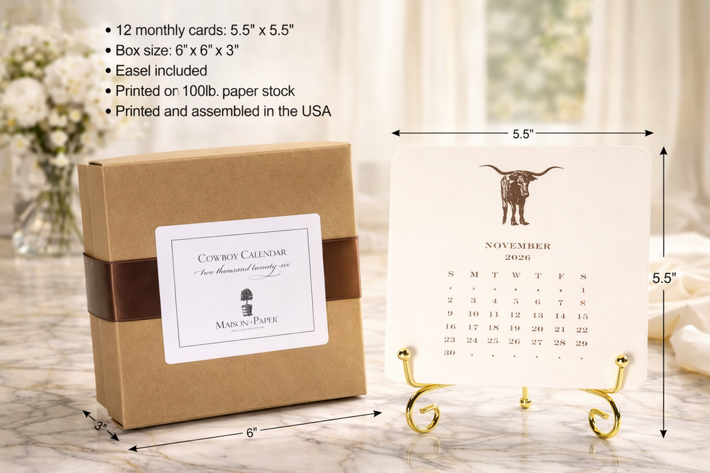 2026 Cowboy Calendar with Easel