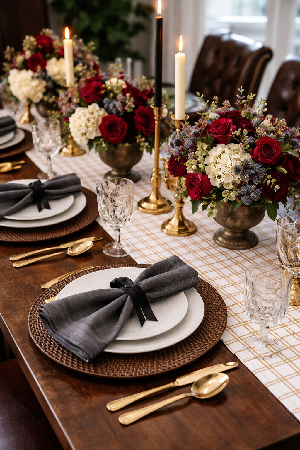 Gold Plaid Paper Table Runner