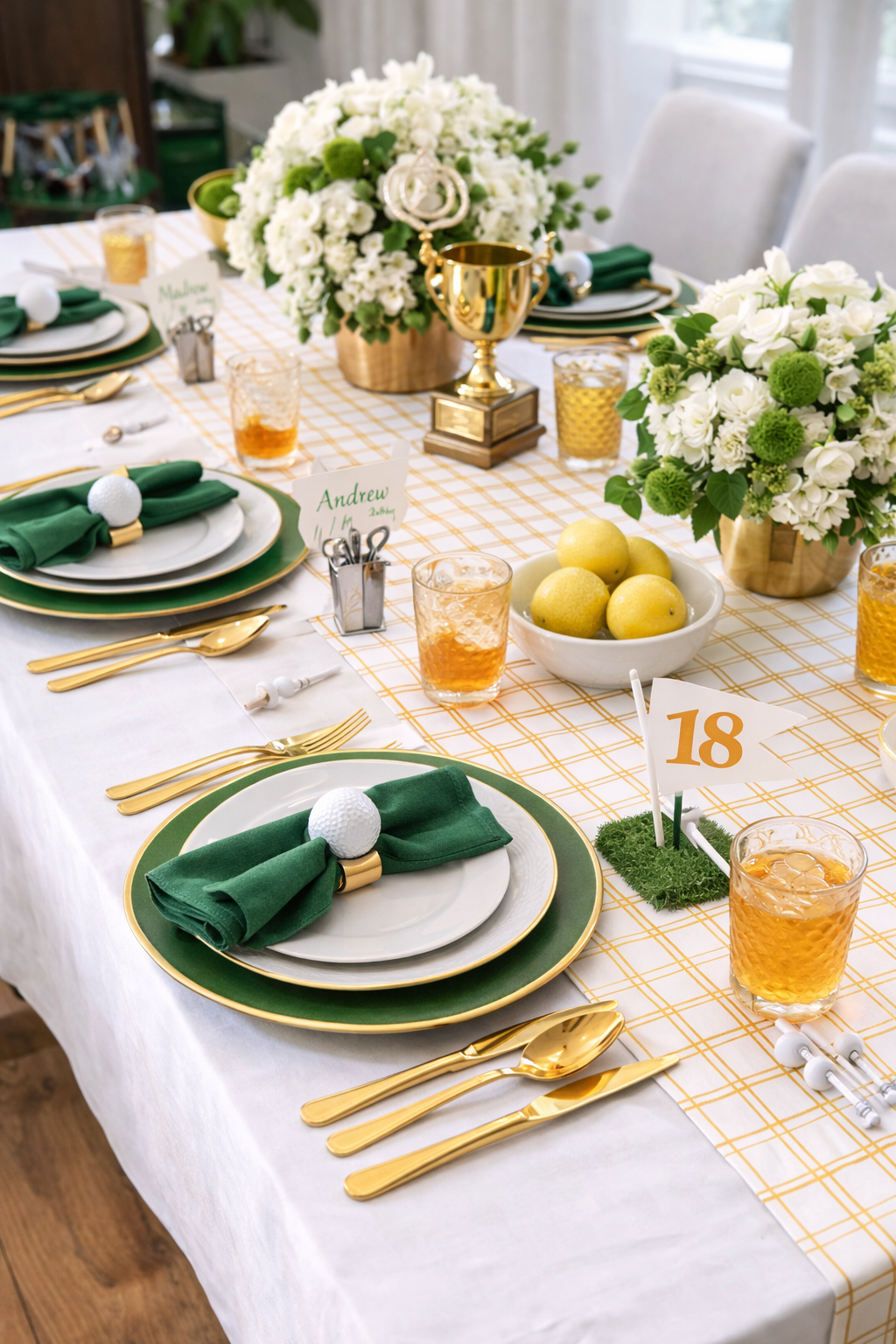 Gold Plaid Paper Table Runner