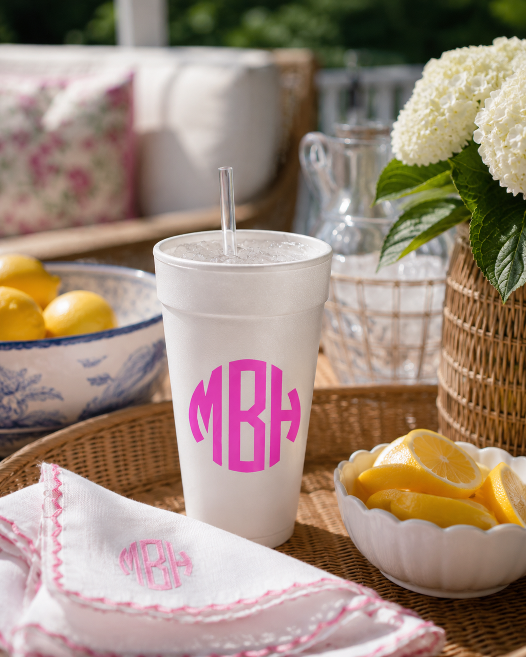 Monogram Styrofoam Cups