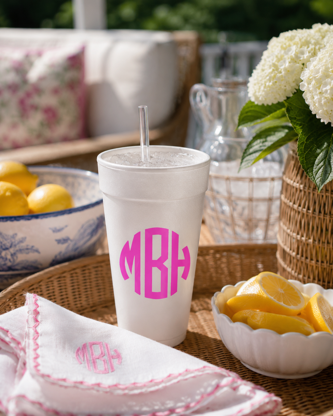 Monogram Styrofoam Cups