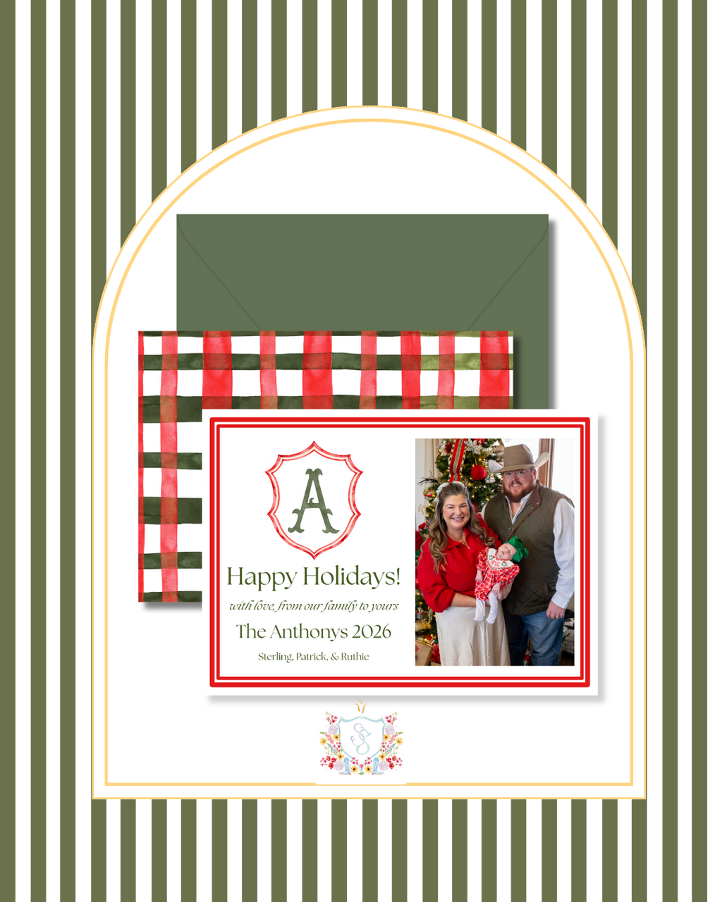 Christmas Crest Card | Personalized Stationery