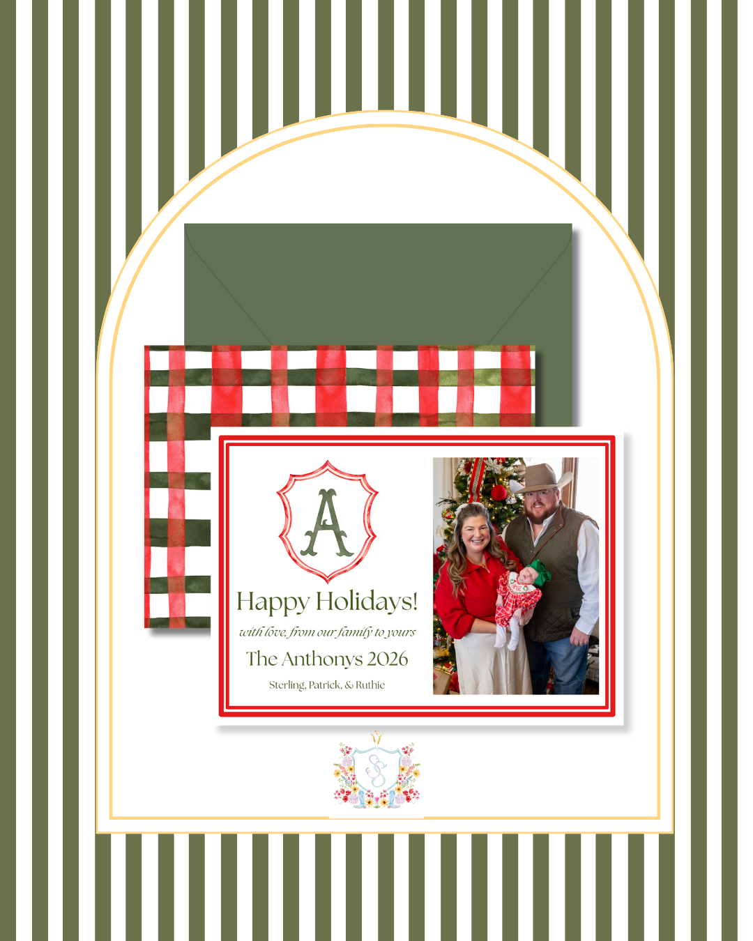 Christmas Crest Card | Personalized Stationery