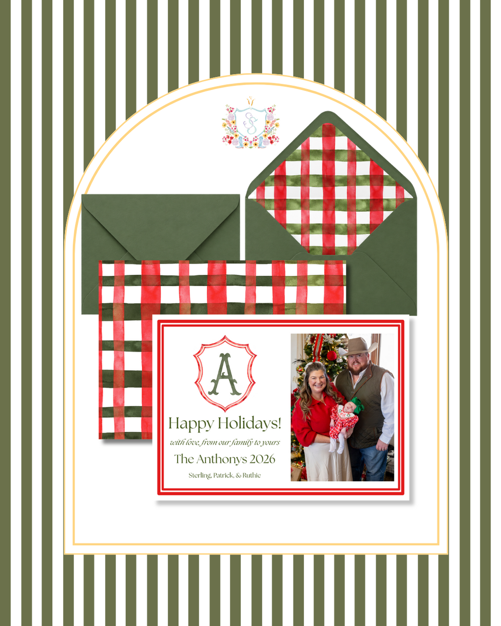 Christmas Crest Card | Personalized Stationery