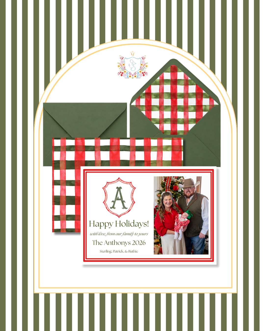 Christmas Crest Card | Personalized Stationery