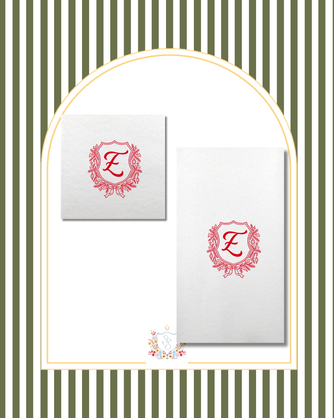 Christmas Crest Linun | Semi-Custom Napkins