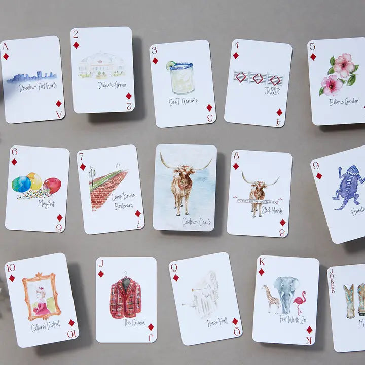 Cowtown Cards - Ft Worth, Tx watercolor playing cards