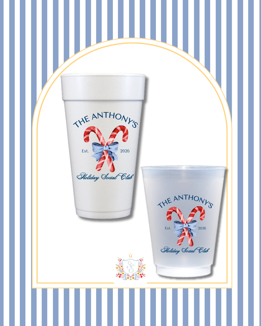 Candy Cane Christmas Cups | Semi-Custom Christmas Full Color