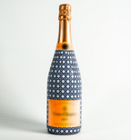 Navy & White Cane Bottle Wrap (Veuve)