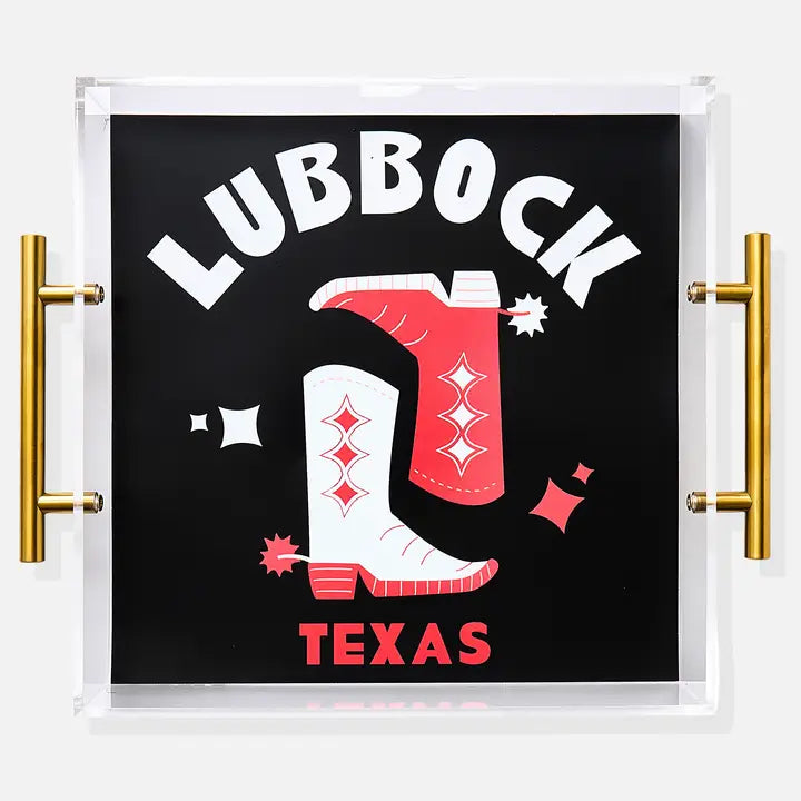 Lubbock - Lg Acrylic Tray - Gold handles